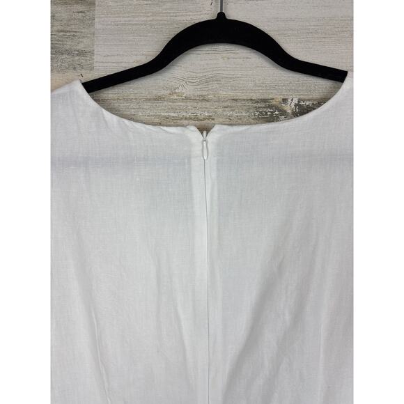 Talbots Womens 6P White Blue Embroidered Linen Sleeveless Lined Shift Mini Dress - Picture 8 of 8